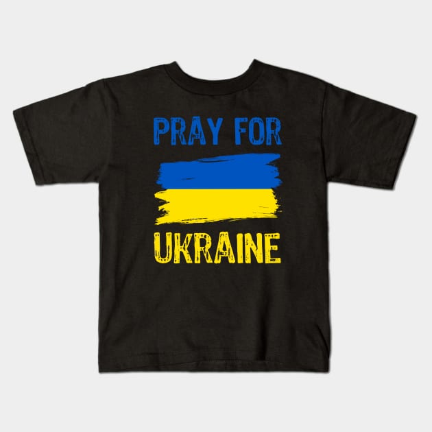 Pray for Ukraine with Ukrainian flag Kids T-Shirt by Yasna